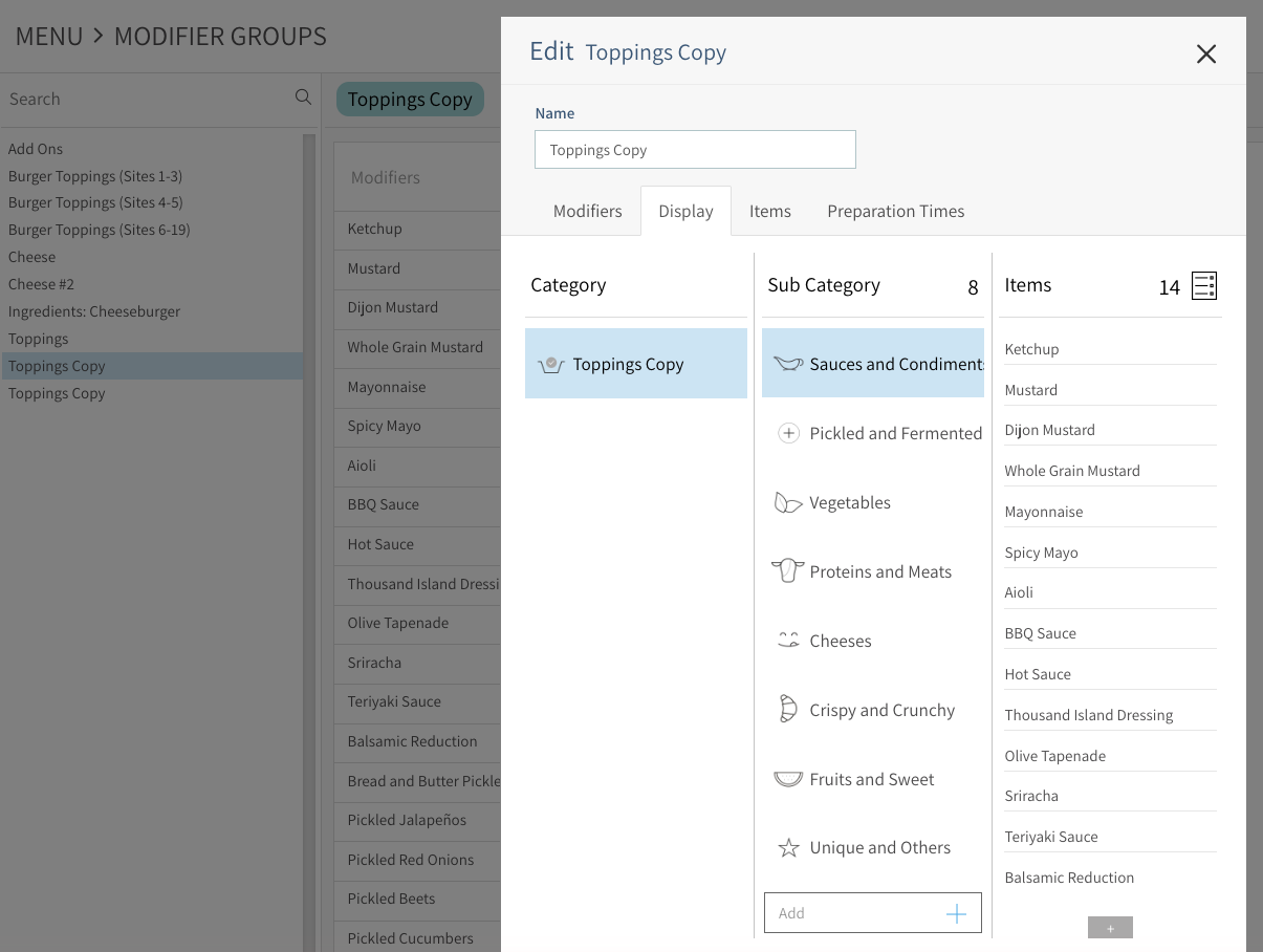 Copied modifier group retaining its display settings