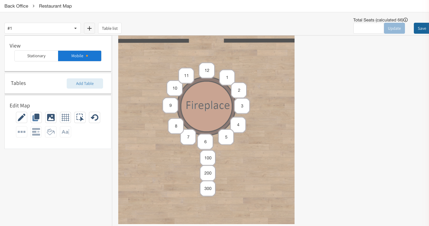 Restaurant map with the Mobile view